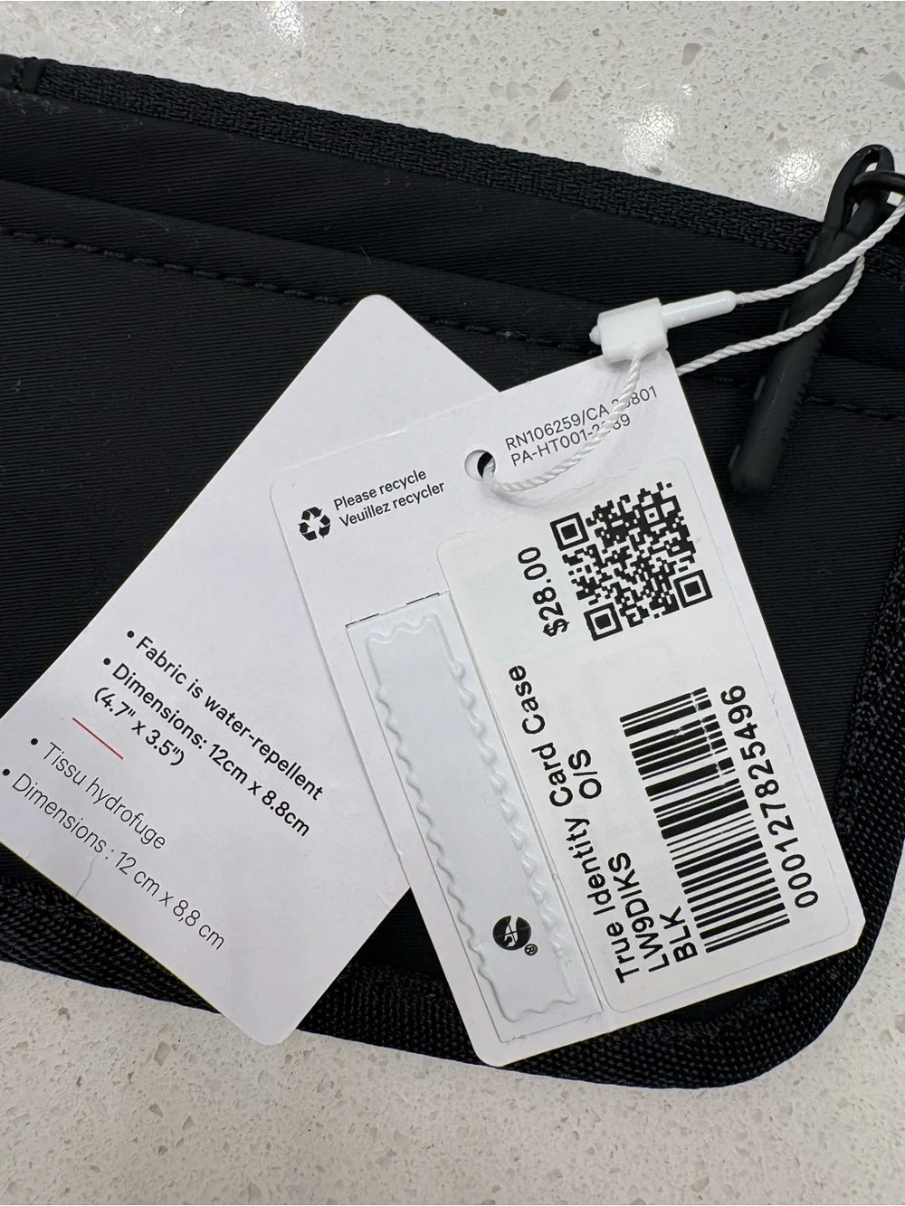 lululemon athletica Black Slim Zip Card Pouch